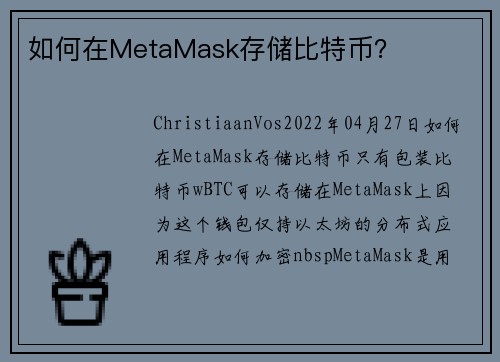 如何在MetaMask存储比特币？ 